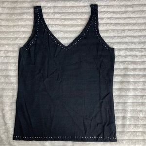 Dana Buchman Sequined V Neck Tank Top